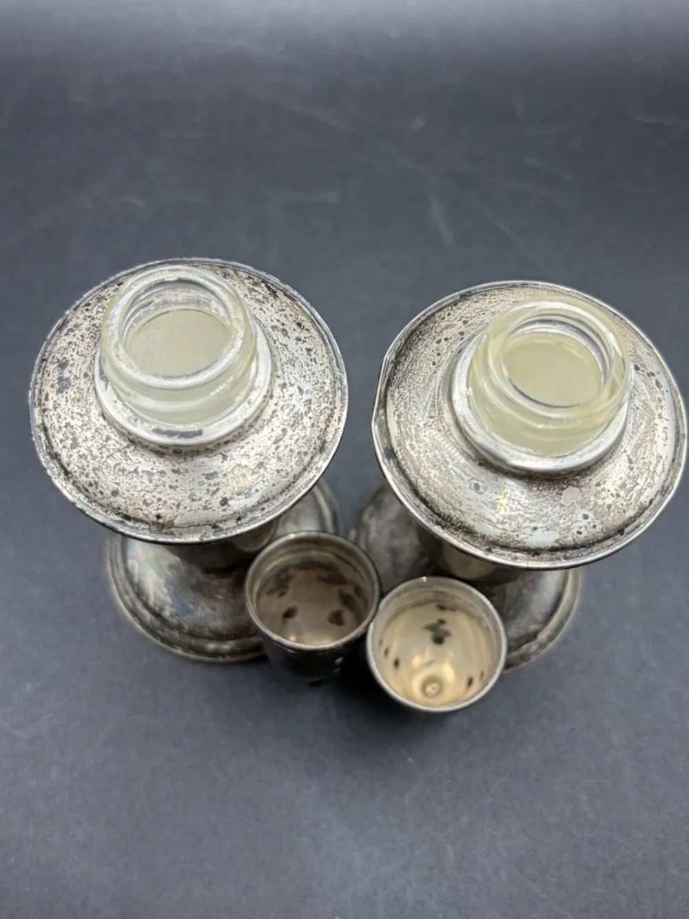 Crown Vintage Sterling Silver Weighted Salt Pepper Shakers Tableware Dinnerware